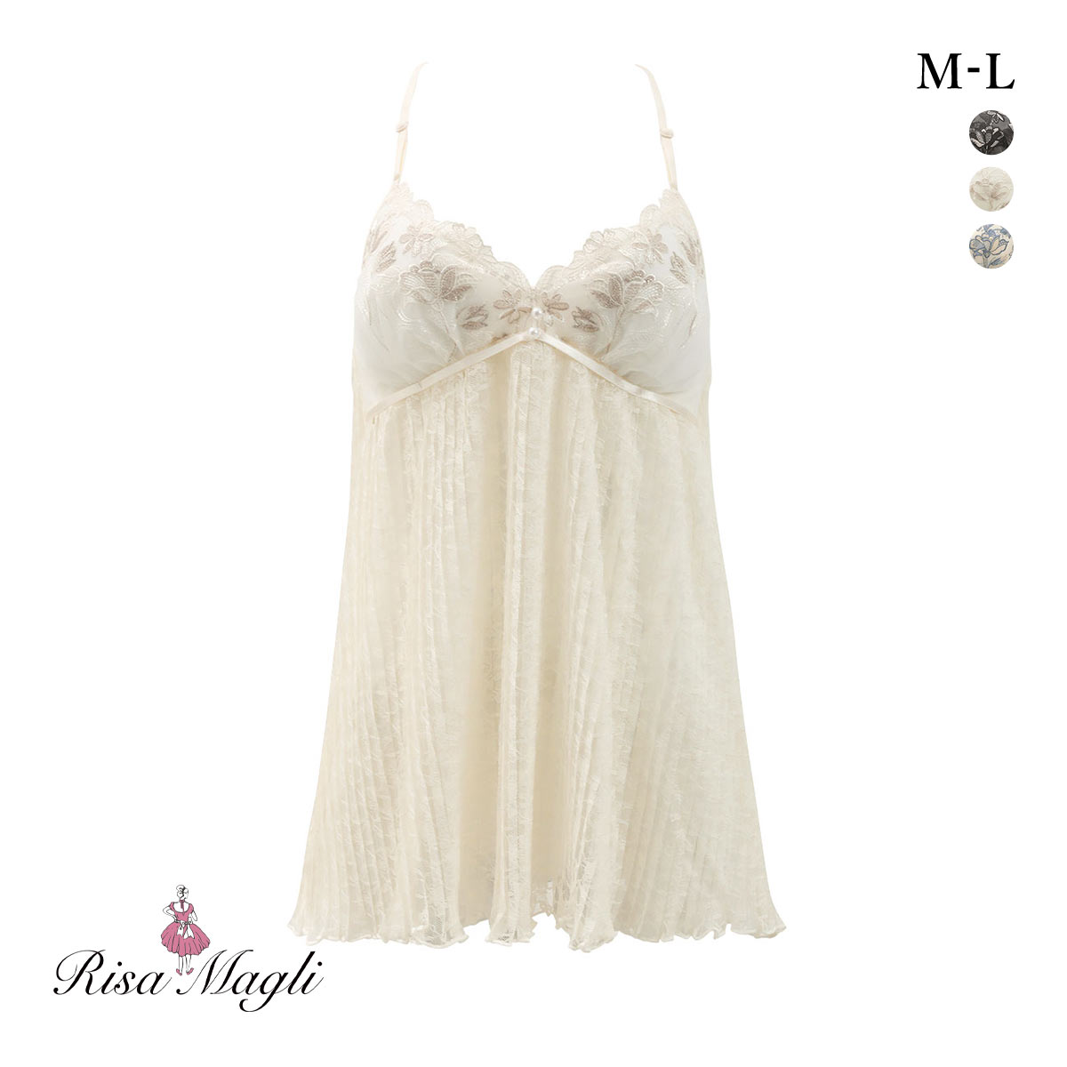 リサマリ リアナ カップ付き キャミソール ランジェリー スリップ Risa Magli(IV-アイボリー-M-65)