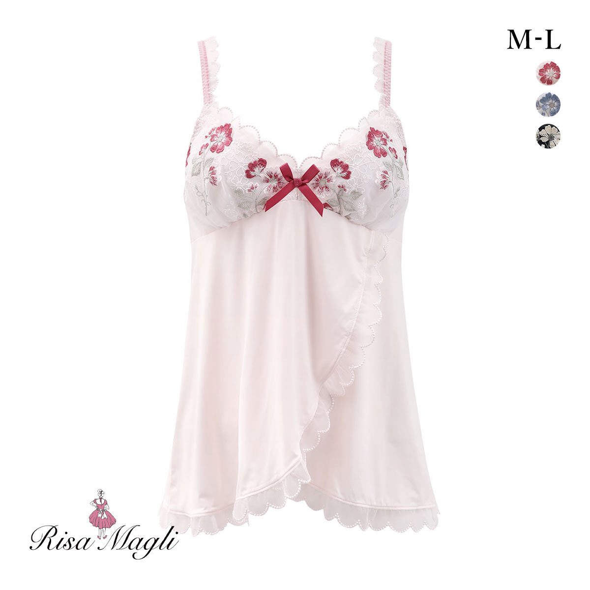 リサマリ プティット カップ付き キャミソール ミニスリップ ランジェリー Risa Magli(RE-レッド-M)