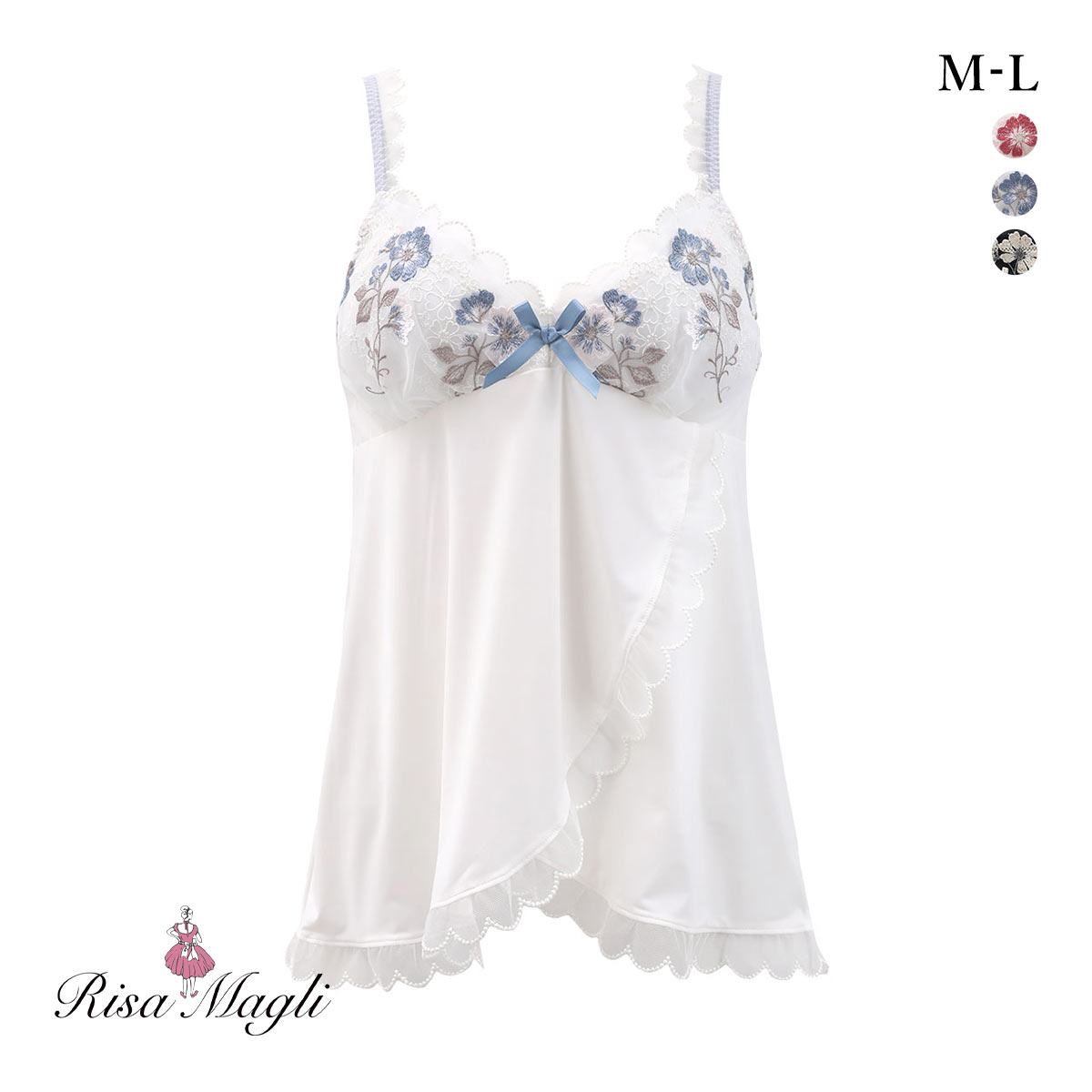 リサマリ プティット カップ付き キャミソール ミニスリップ ランジェリー Risa Magli(BU-ブルー-M)