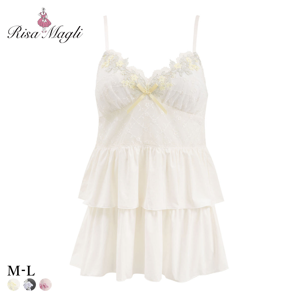 リサマリ ジニー カップ付き キャミソール スリップ ランジェリー Risa Magli(IV-アイボリー-M-65)