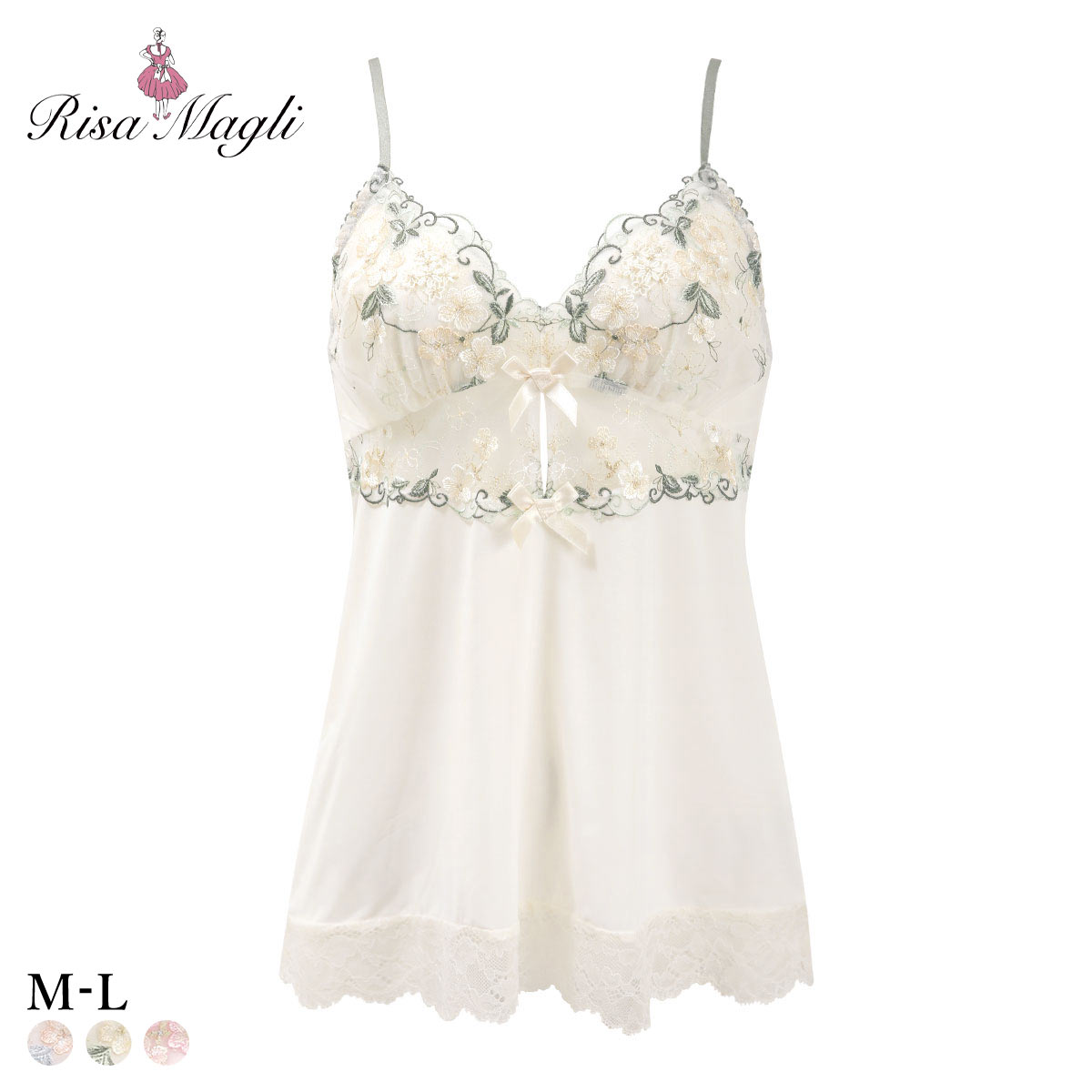 リサマリ エリアン キャミソール ミニスリップ ランジェリー Risa Magli(IV-アイボリー-M)