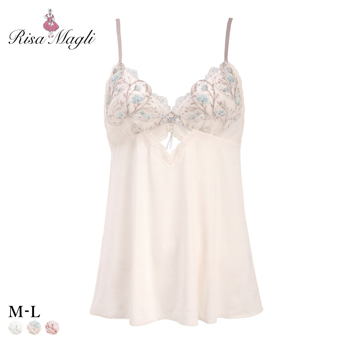 リサマリ フローチェ キャミソール ミニスリップ ランジェリー Risa Magli(BU-ブルー-M)