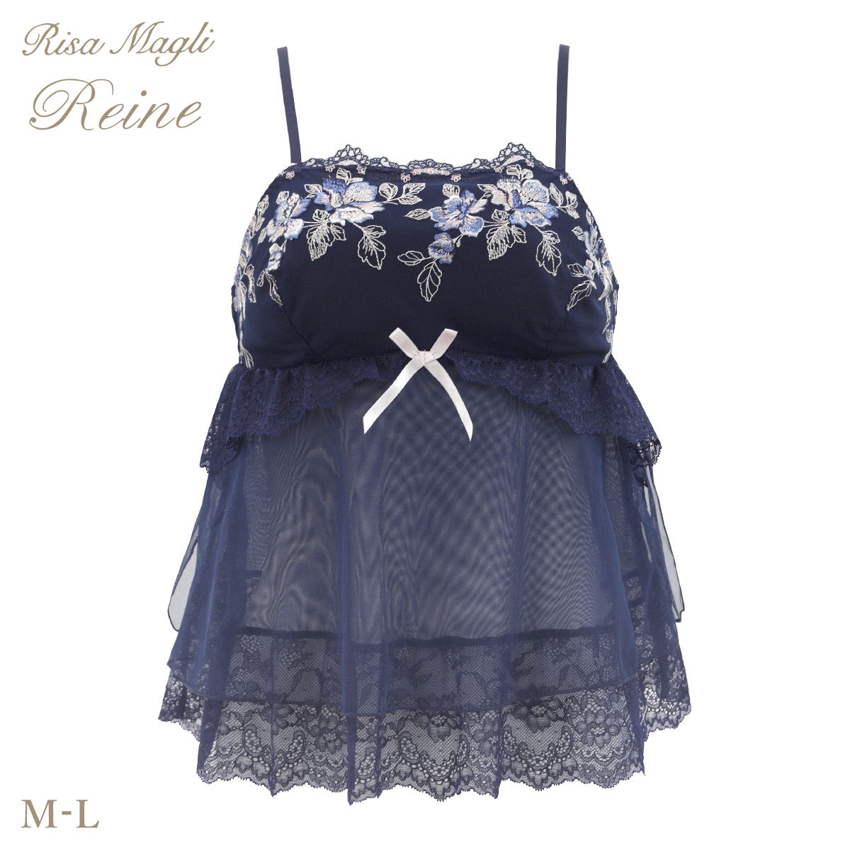 リサマリ レーヌ マルレーン カップ付き キャミソール ランジェリー Risa Magli Reine(NV-ネイビー-M)