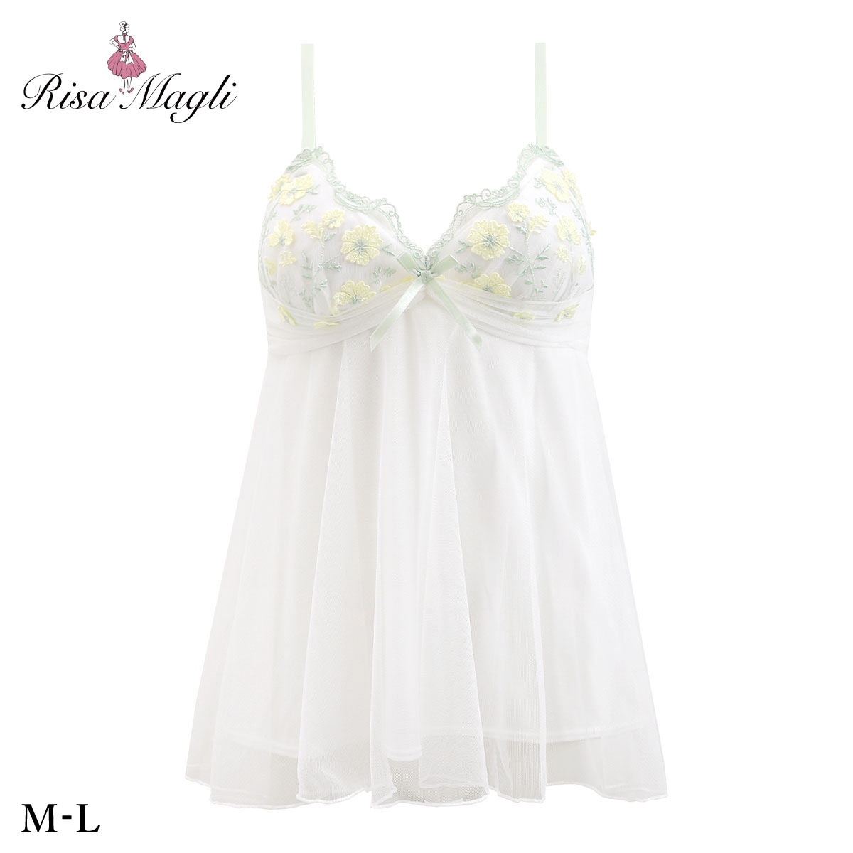 リサマリ ラーレ カップ付き キャミソール ミニスリップ ランジェリー Risa Magli(YE-イエロー-M)