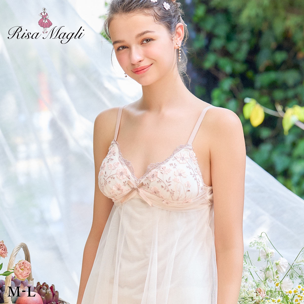 リサマリ ラーレ カップ付き キャミソール ミニスリップ ランジェリー Risa Magli(PI-ピンク-M)