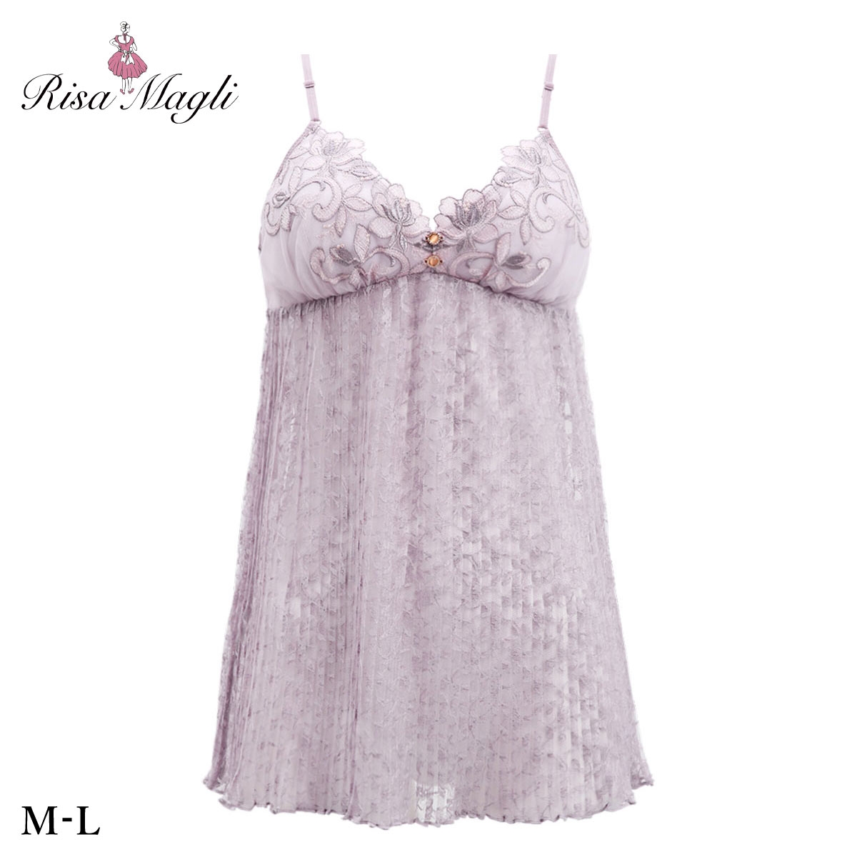 リサマリ ナタリー カップ付き ロングキャミソール ミニスリップ ランジェリー Risa Magli(PU-パープル-M)