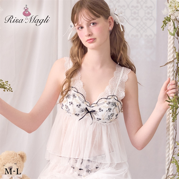 リサマリ ROOM プティ チュールレース カップ付き キャミソール ルームウェア パジャマ 下着 Risa Magli