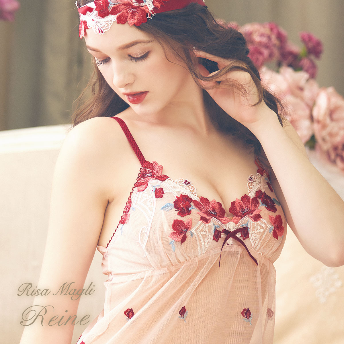 リサマリ Risa Magli レーヌ Reine セレスト キャミソール ランジェリー(RE-レッド-M)