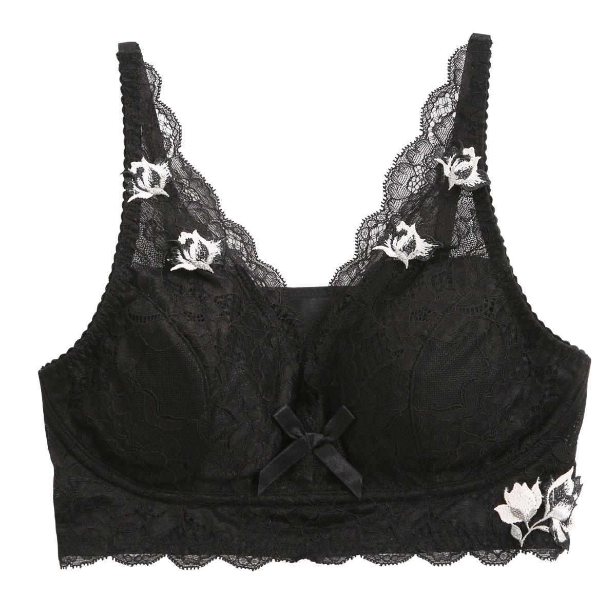 リサマリ Risa Magli レーヌ Reine クレモンス ナイトブラ ブラジャー ノンワイヤー おやすみブラ ワイヤレスブラ 単品(BK-ブラック-M)