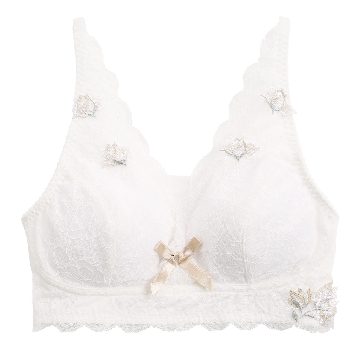 リサマリ Risa Magli レーヌ Reine クレモンス ナイトブラ ブラジャー ノンワイヤー おやすみブラ ワイヤレスブラ 単品(WH-ホワイト-M)