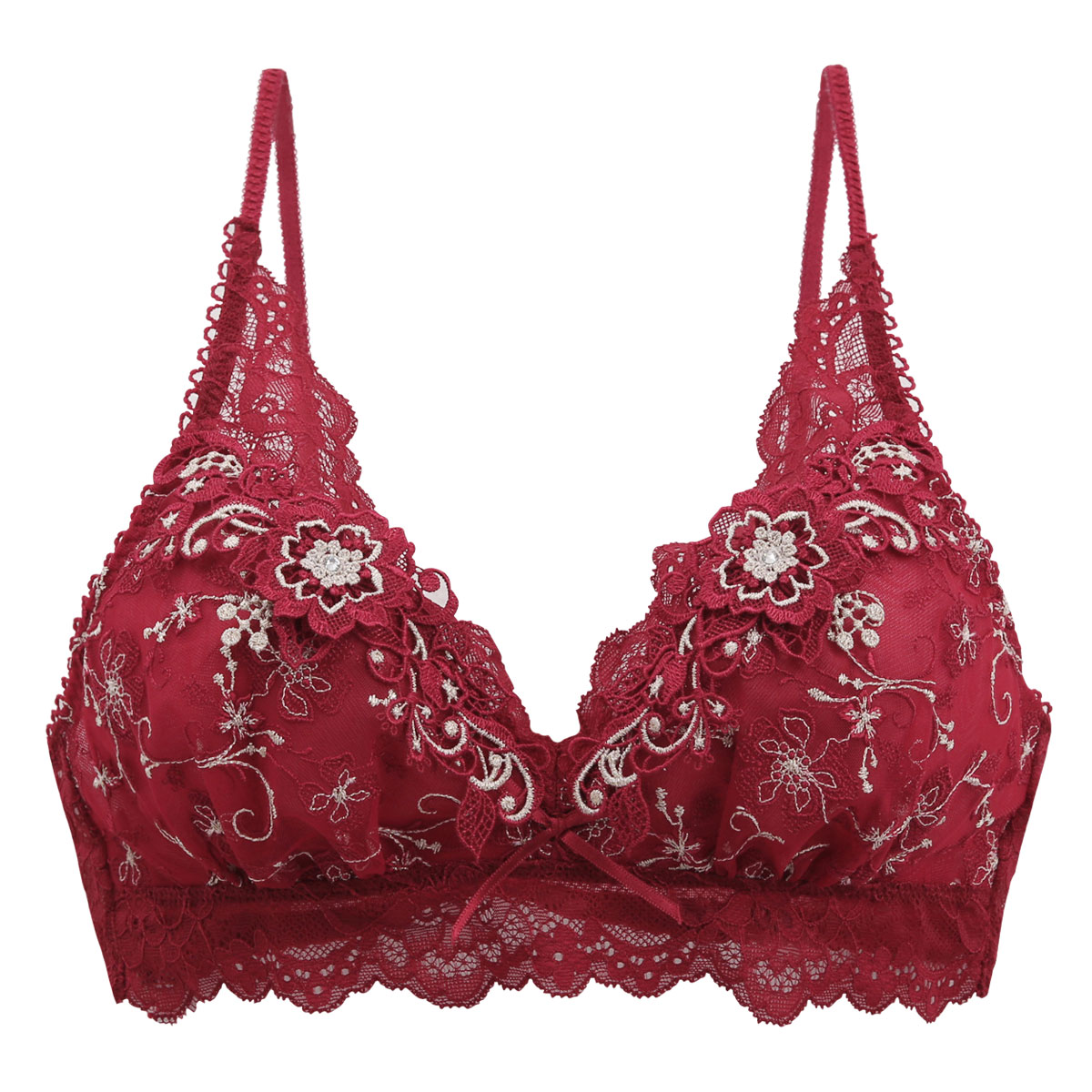 リサマリ Risa Magli レーヌ Reine ノエラ ノンワイヤー ブラジャー ブラレット ワイヤレスブラ 単品(RE-レッド-M)
