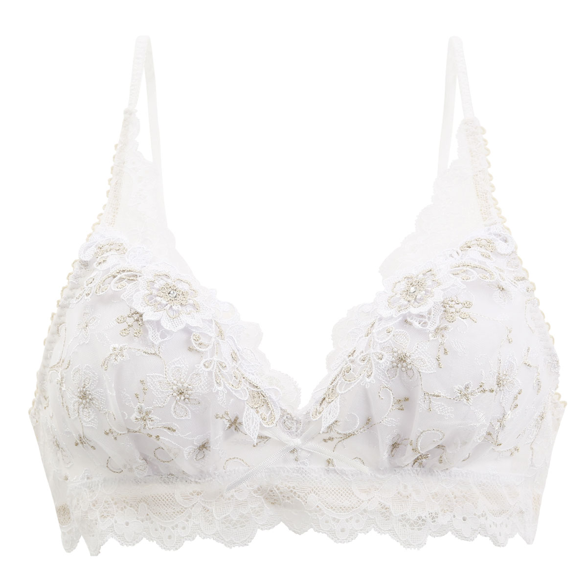 リサマリ Risa Magli レーヌ Reine ノエラ ノンワイヤー ブラジャー ブラレット ワイヤレスブラ 単品(WH-ホワイト-M)