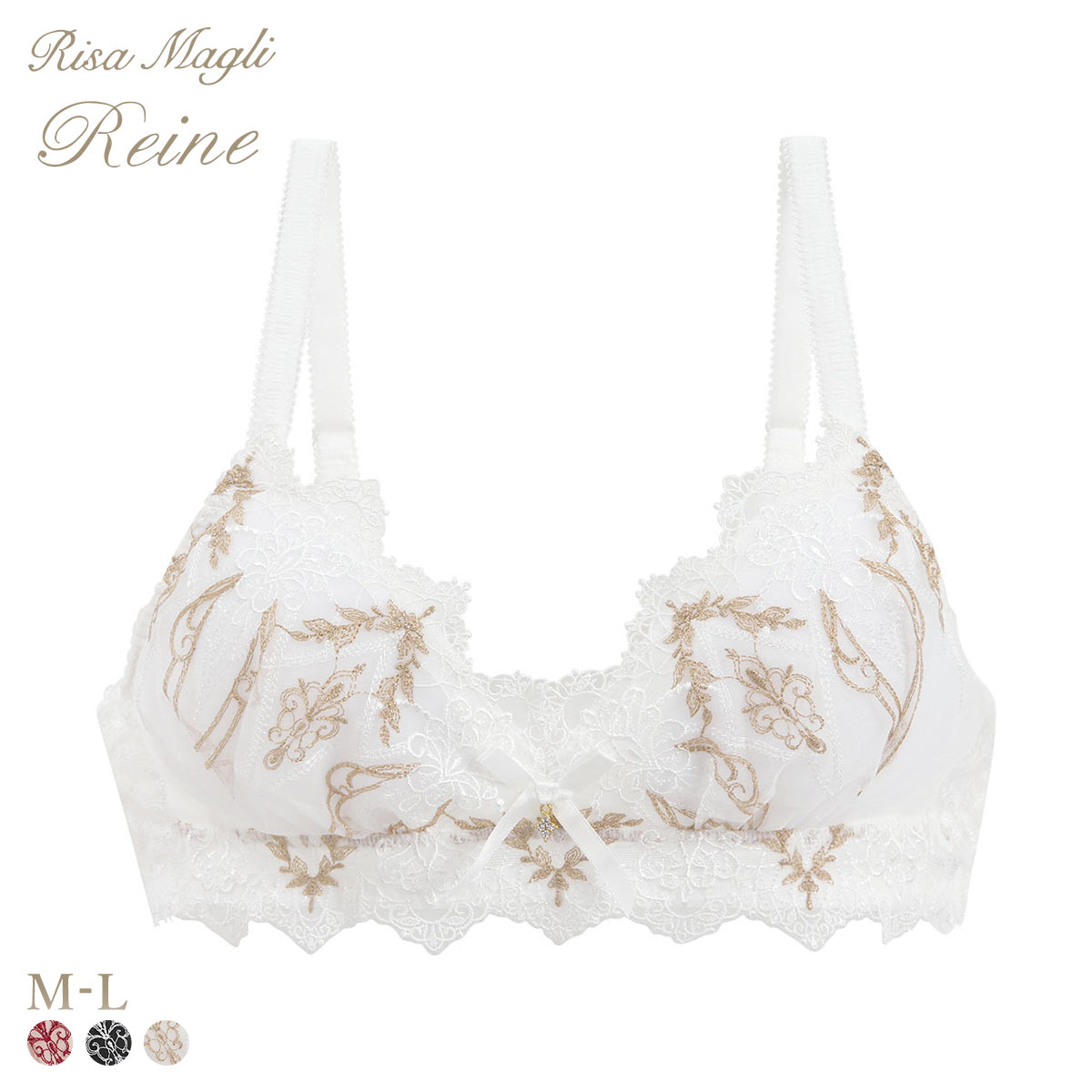 リサマリ レーヌ ジュエリー ソフトブラ ノンワイヤー ブラジャー ブラレット ワイヤレスブラ Risa Magli Reine(WH-ホワイト-M)