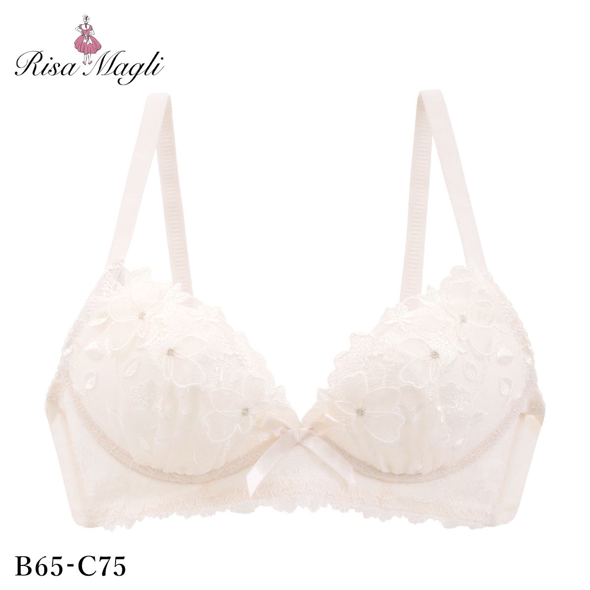 リサマリ ルイーザ ノンワイヤー ブラジャー メロフィータイプ BC 谷間ブラ ワイヤレス Risa Magli(LPE-薄ピーチ-B65)