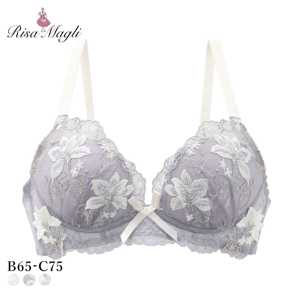 リサマリ フルーリ ノンワイヤー ブラジャー メロフィー BC ワイヤレス Risa Magli(GY-グレー-B65)