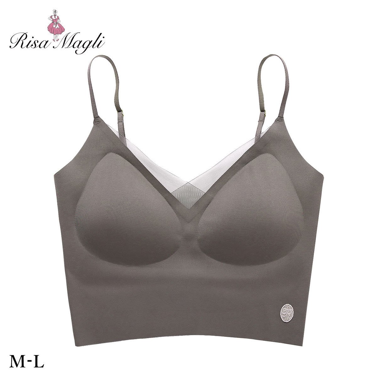 リサマリ コッキー シームレスキャミソール ソフトブラ ブラジャー ノンワイヤー ブラレット ワイヤレスブラ ML 単品 Risa Magli(CGY-チャコールグレー-M)