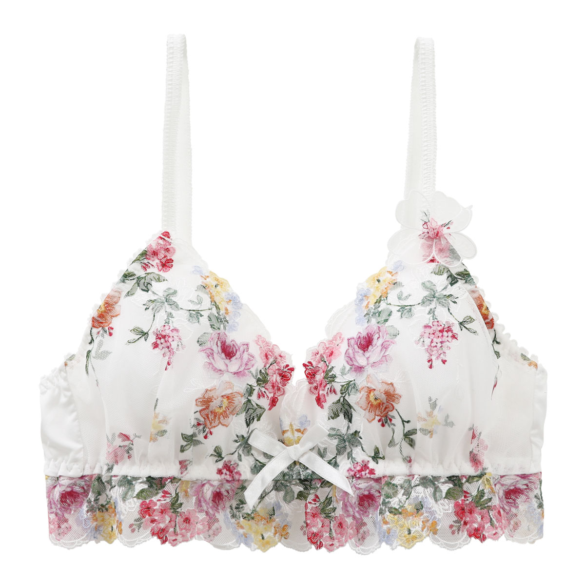 リサマリ Risa Magli レーヌ Reine リシェ ブラジャー ノンワイヤー ブラレット ワイヤレスブラ ML 単品(WH-ホワイト-M)