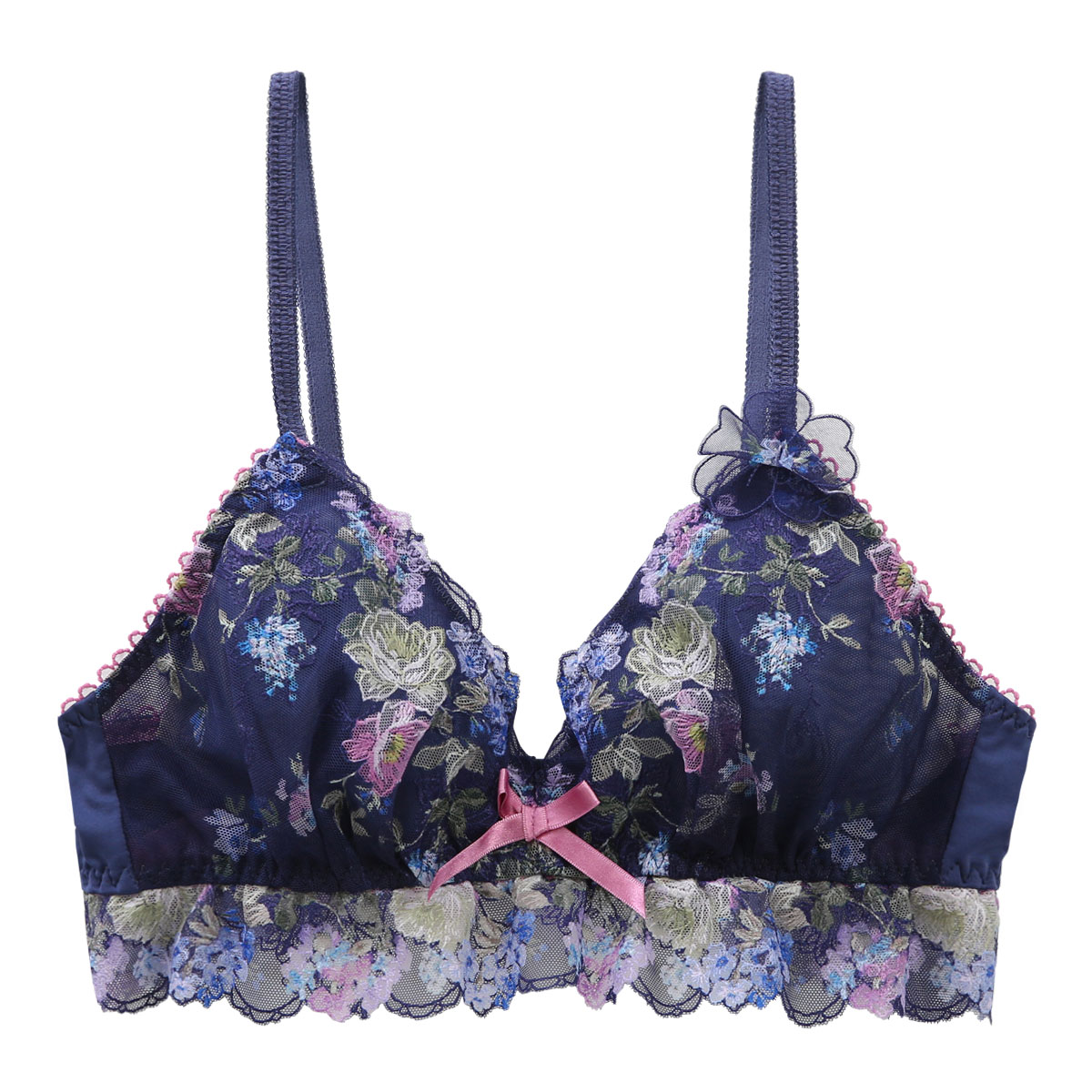 リサマリ Risa Magli レーヌ Reine リシェ ブラジャー ノンワイヤー ブラレット ワイヤレスブラ ML 単品(NV-ネイビー-M)