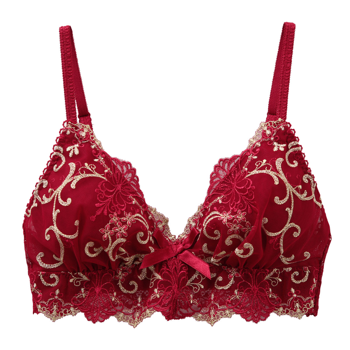 リサマリ Risa Magli レーヌ Reine シュトレン ソフトブラ ブラジャー ノンワイヤー ブラレット ワイヤレスブラ ML 単品(RE-レッド-M)