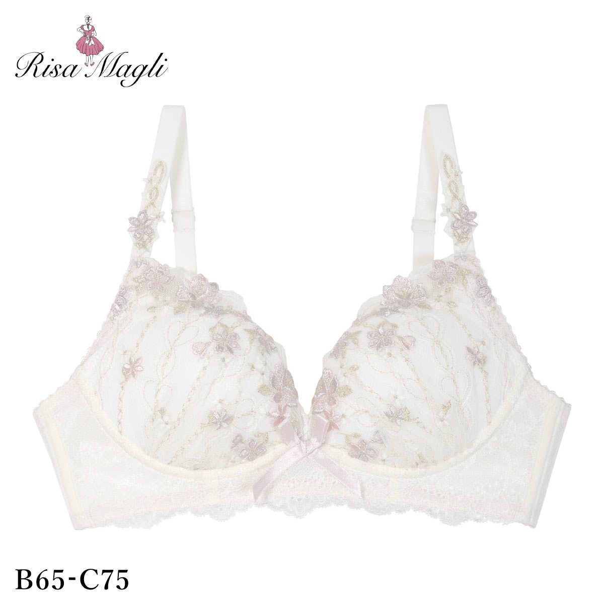 リサマリ ナルナ ノンワイヤー ブラジャー メロフィータイプ BC 谷間ブラ ワイヤレス Risa Magli(IV-アイボリー-B65)