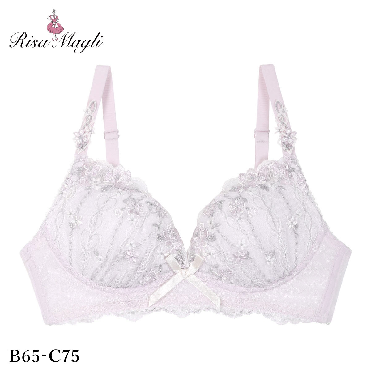 リサマリ ナルナ ノンワイヤー ブラジャー メロフィータイプ BC 谷間ブラ ワイヤレス Risa Magli(LV-ラベンダー-B65)