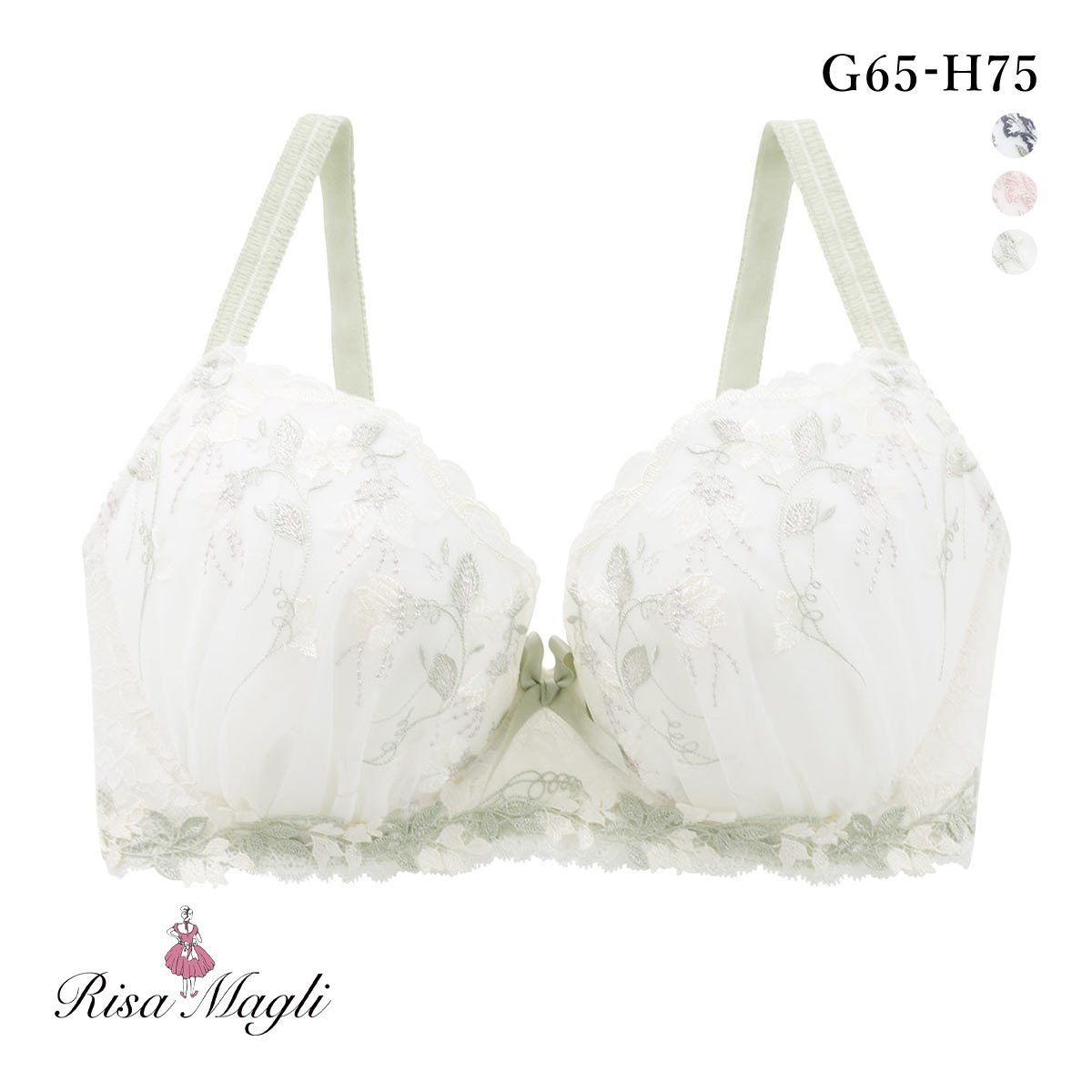 リサマリ ソア ブラジャー GH グラマーブラ Risa Magli(IV-アイボリー-G65)