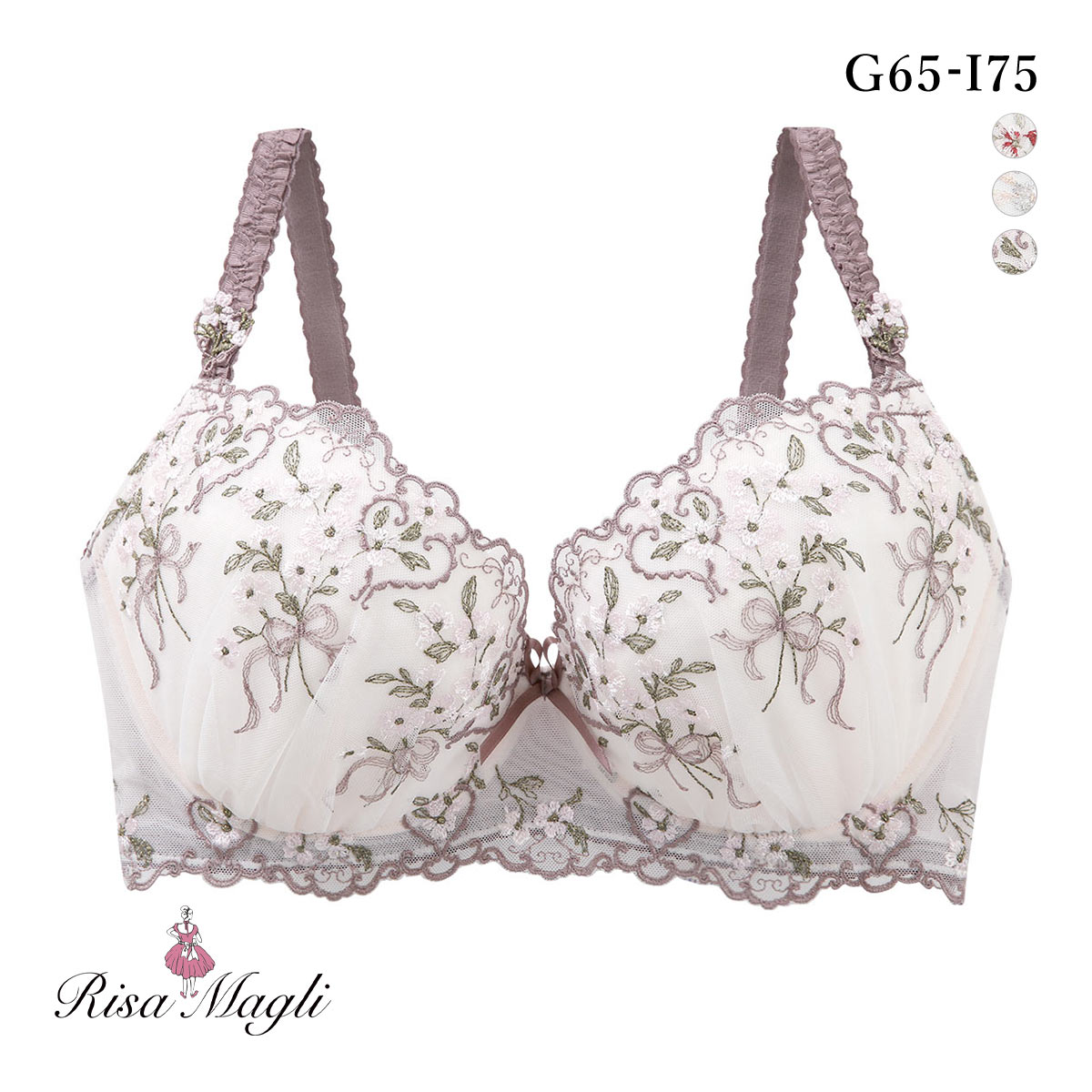 リサマリ リア 3/4カップ ブラジャー GHI グラマーブラ 大きいサイズ Risa Magli(BR-ブラウン-G65)