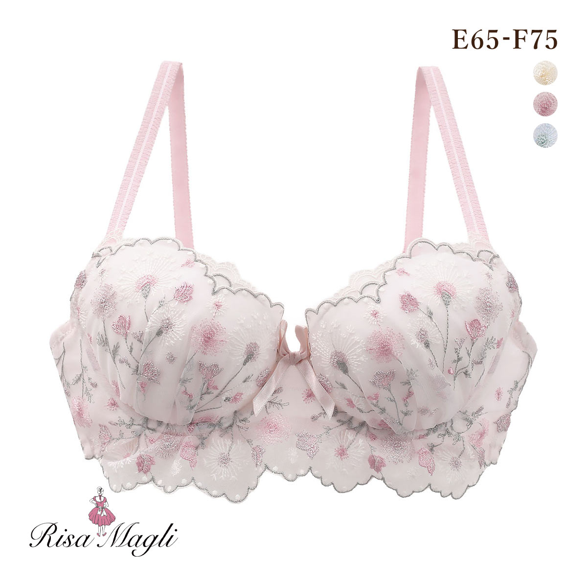 リサマリ ミリ 3/4カップ ブラジャー EF 谷間ブラ Risa Magli(PI-ピンク-E65)