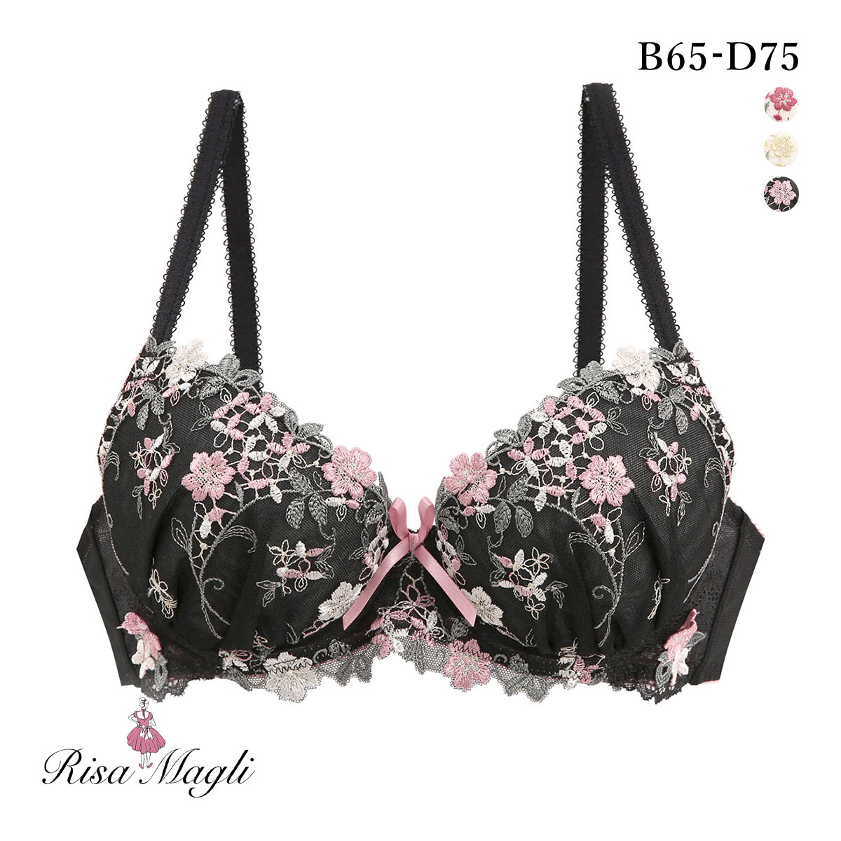 リサマリ ナヨン ブラジャー BCD 谷間ブラ Risa Magli(BK-ブラック-B65)