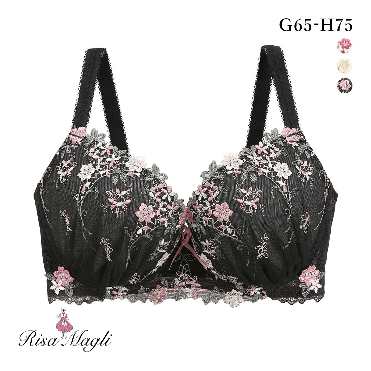 リサマリ ナヨン ブラジャー GH 大きいサイズ Risa Magli(BK-ブラック-G65)