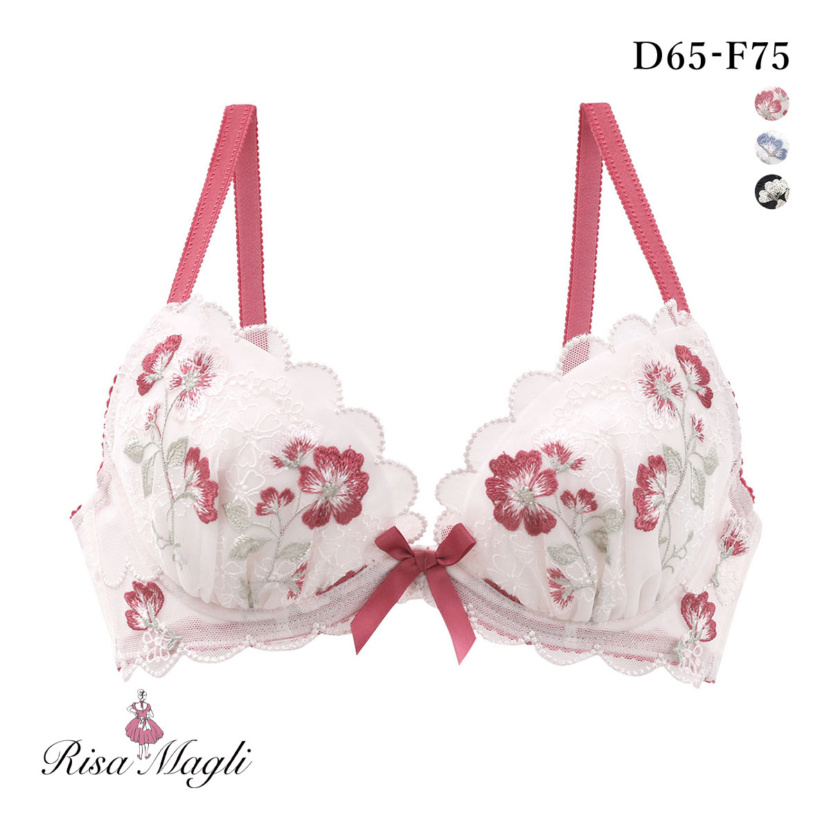 リサマリ プティット ブラジャー DEF 大きいサイズ リサマリミラクル谷間ブラ Risa Magli(RE-レッド-D65)