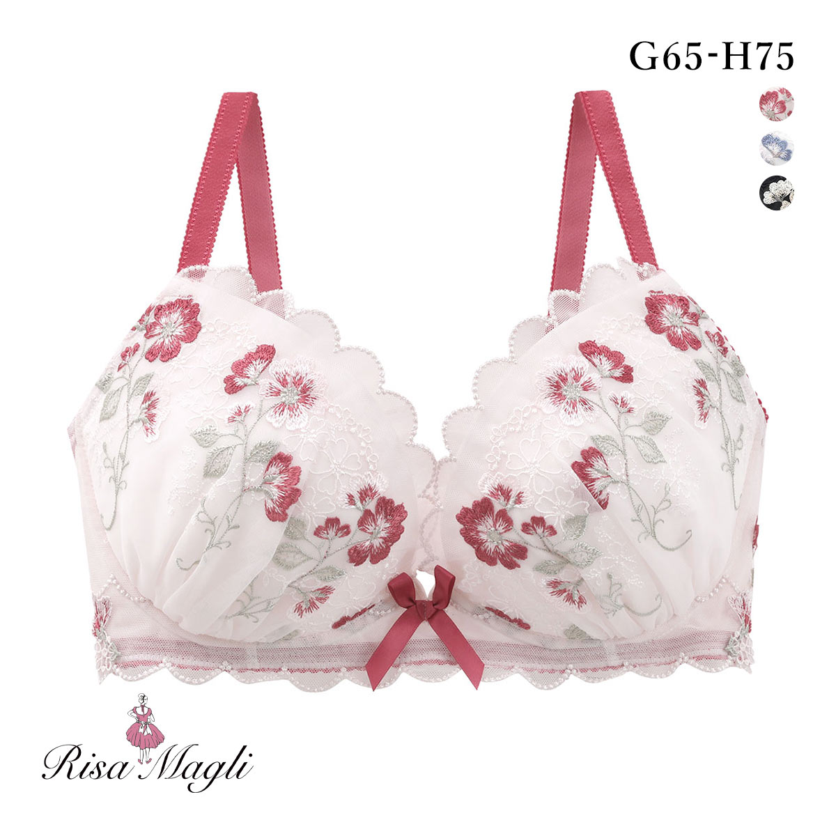 リサマリ プティット ブラジャー GH グラマーブラ 大きいサイズ Risa Magli(RE-レッド-G65)