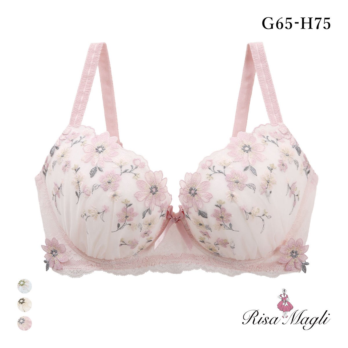 リサマリ アルマ ブラジャー GH グラマーブラ 大きいサイズ Risa Magli(PI-ピンク-G65)