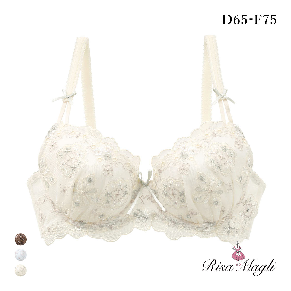 リサマリ キャシー ブラジャー DEF 谷間ブラ 大きいサイズ Risa Magli(IV-アイボリー-D65)