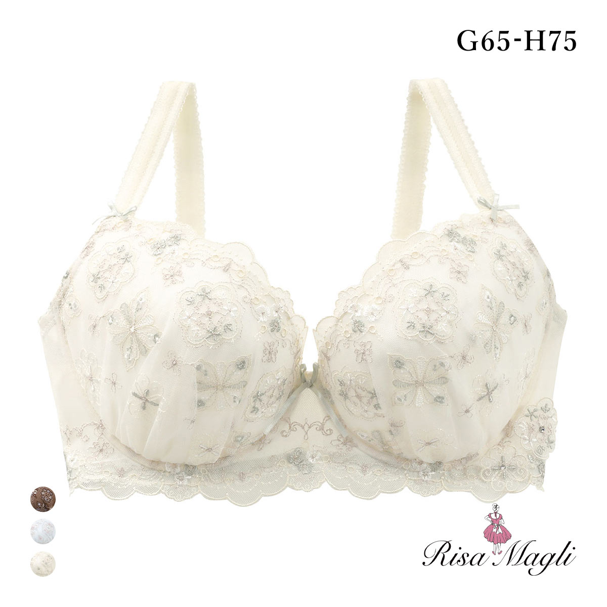リサマリ キャシー ブラジャー GH 大きいサイズ Risa Magli(IV-アイボリー-G65)