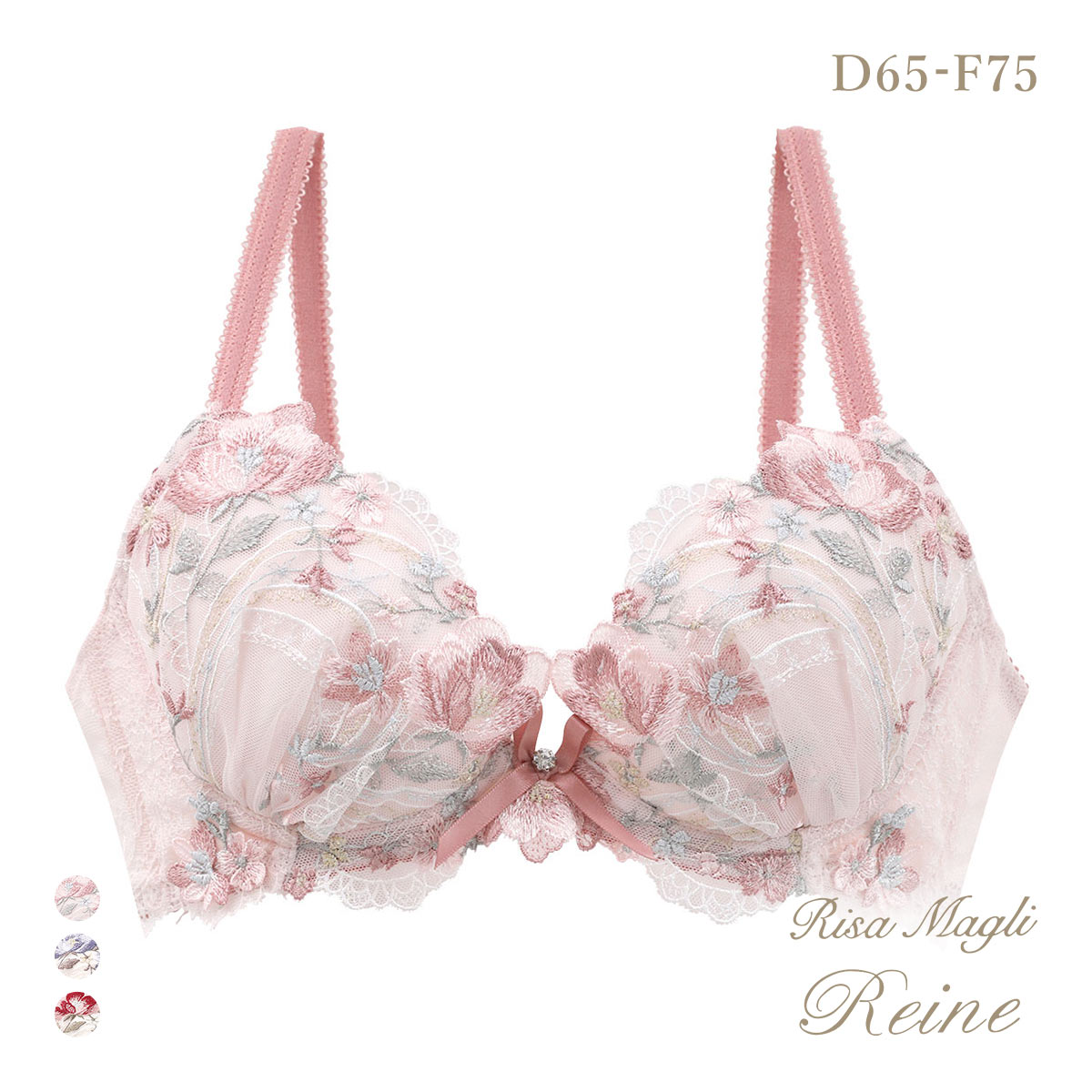 リサマリ レーヌ サリー 3/4カップ ブラジャー DEF 谷間ブラ Risa Magli Reine(PI-ピンク-D65)