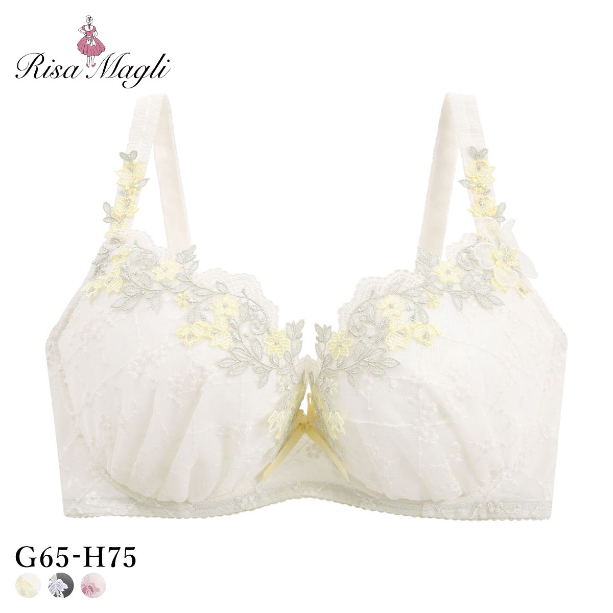 リサマリ ジニー 3/4カップ ブラジャー GH グラマーブラ 大きいサイズ Risa Magli(IV-アイボリー-G65)