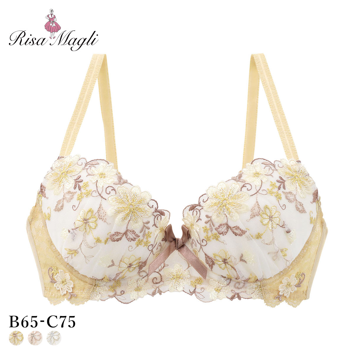 リサマリ ジア 3/4カップ ブラジャー BC 谷間ブラ Risa Magli(MUS-マスタード-B65)