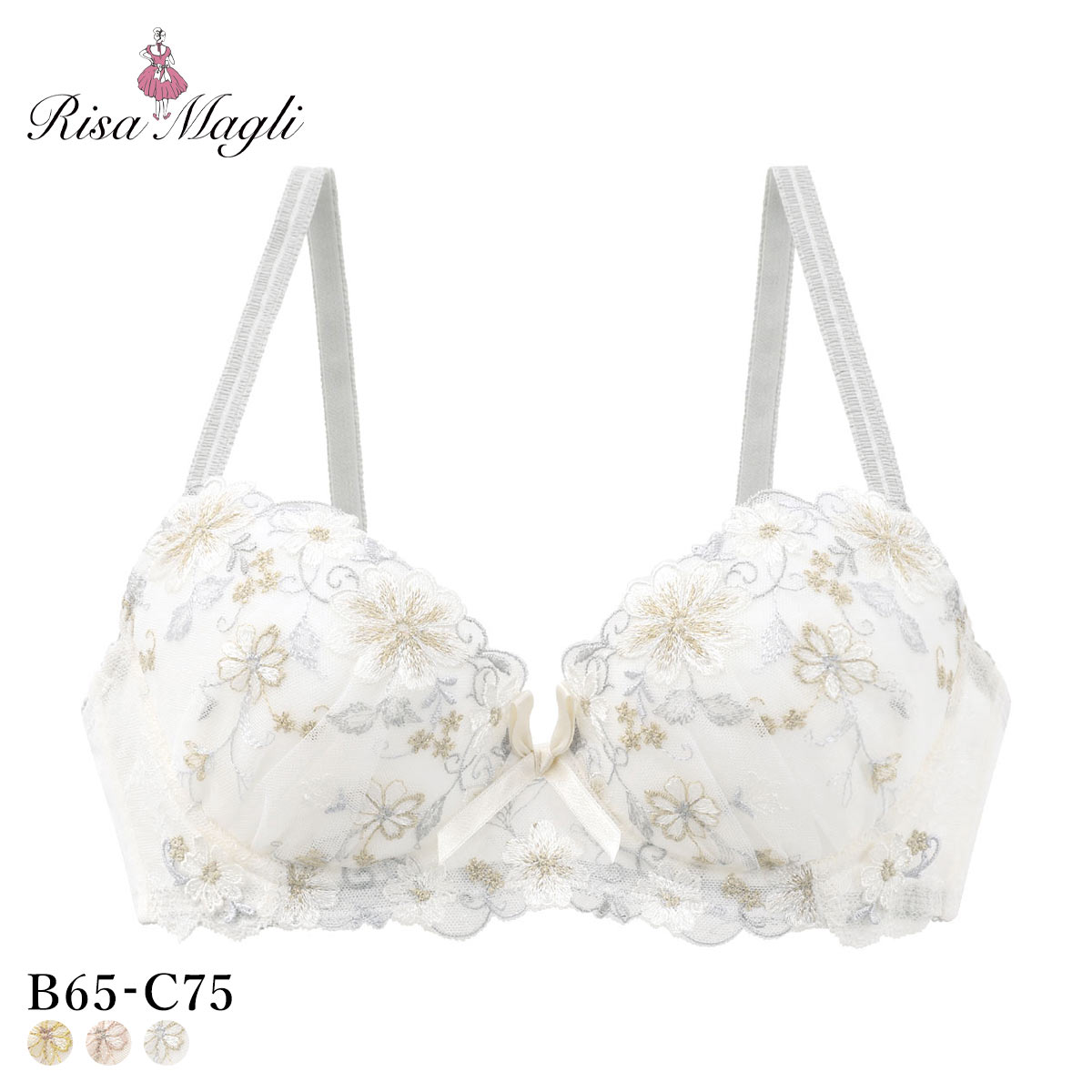 リサマリ ジア 3/4カップ ブラジャー BC 谷間ブラ Risa Magli(IV-アイボリー-B65)