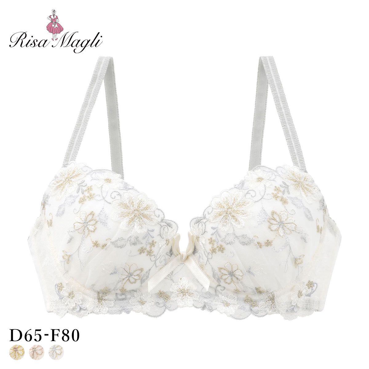 リサマリ ジア 3/4カップ ブラジャー DEF 谷間ブラ Risa Magli(IV-アイボリー-D65)