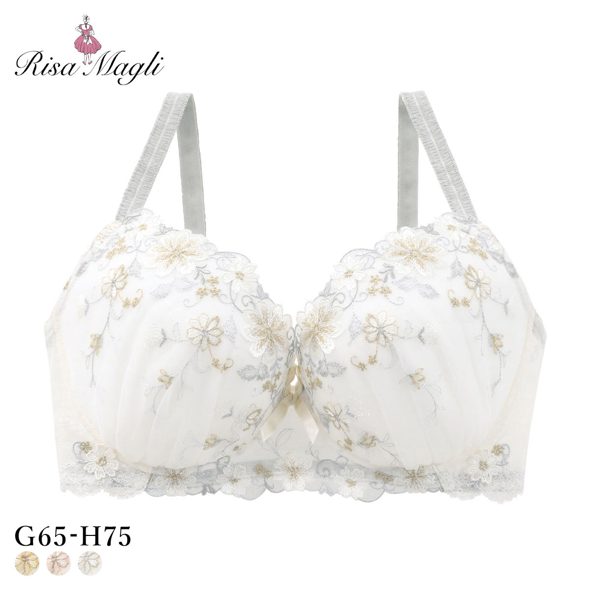 リサマリ ジア 3/4カップ ブラジャー GH グラマーブラ 大きいサイズ Risa Magli(IV-アイボリー-G65)