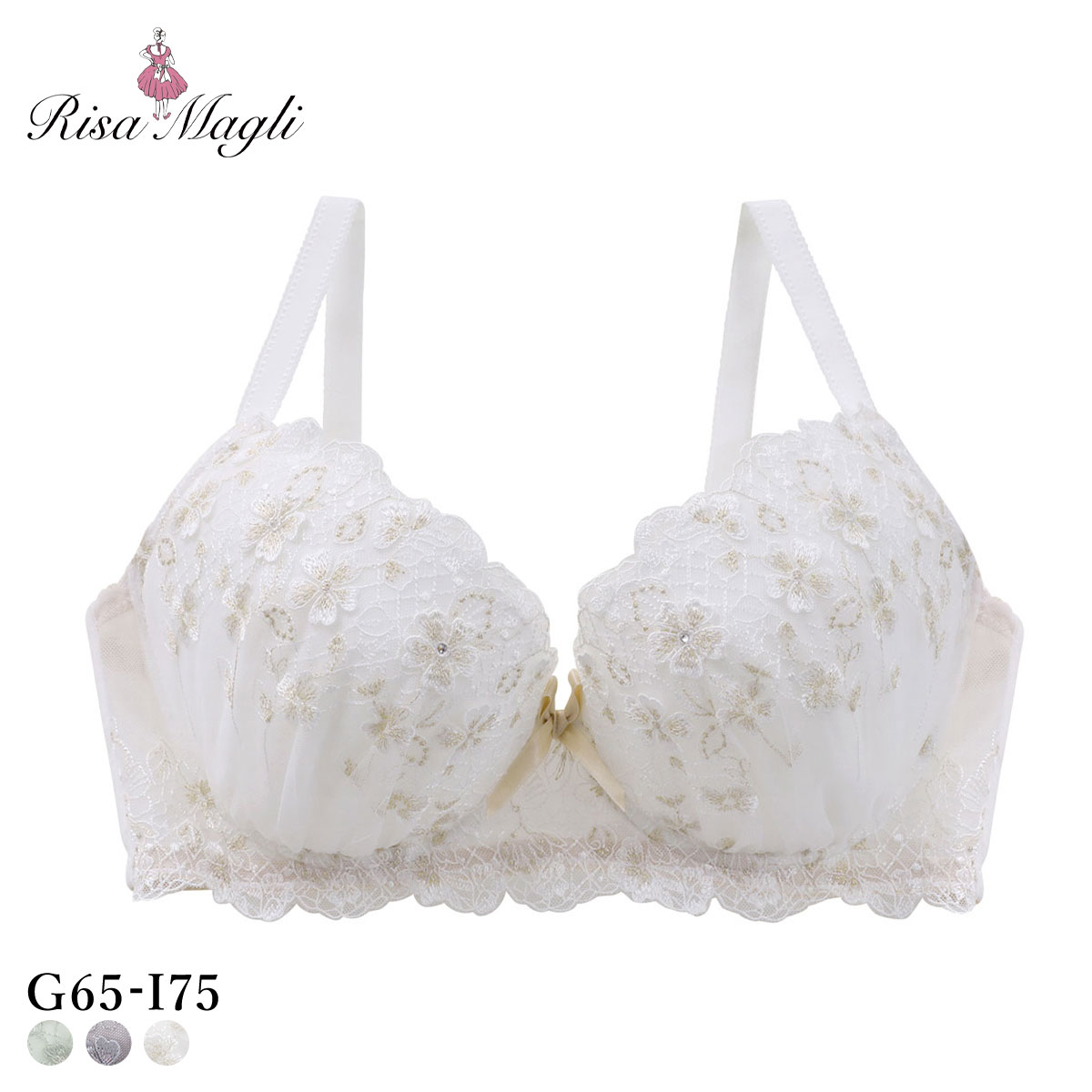 リサマリ ドーラ ブラジャー GHI 大きいサイズ Risa Magli(WH-ホワイト-G65)