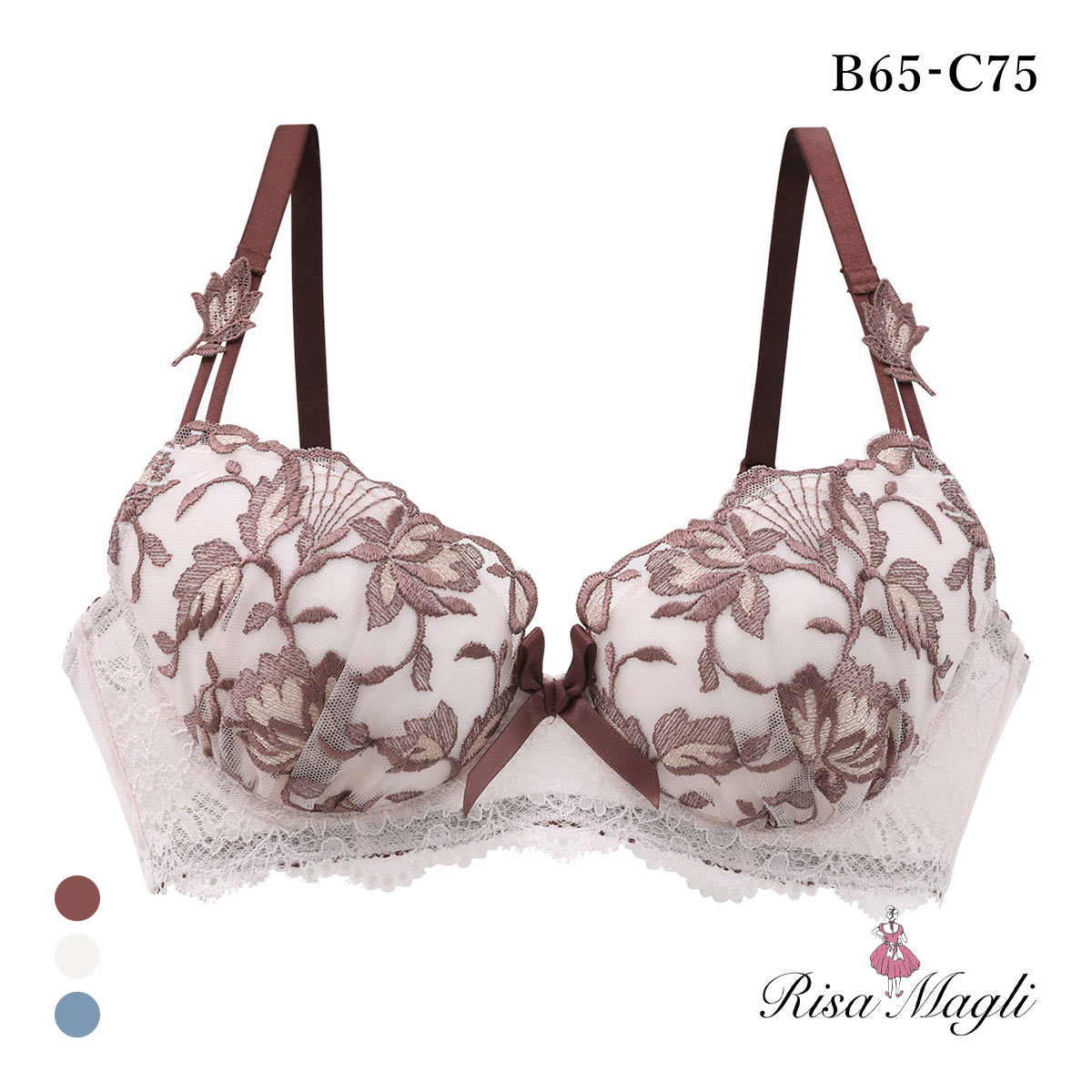 リサマリ エレノア 3/4カップ ブラジャー BC 谷間ブラ Risa Magli(BR-ブラウン-B65)