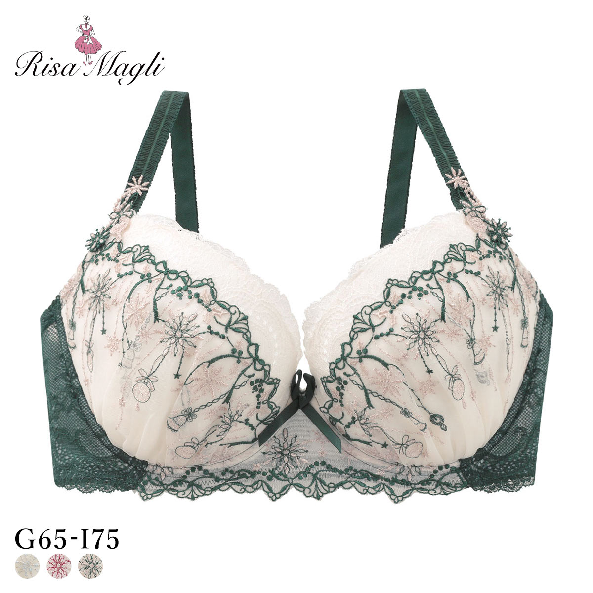 リサマリ ルビー ブラジャー GHI 大きいサイズ Risa Magli(GR-グリーン-G65)
