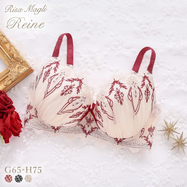 リサマリ レーヌ ジュエリー 3/4カップ ブラジャー GH 大きいサイズ Risa Magli Reine(RE-レッド-G65)