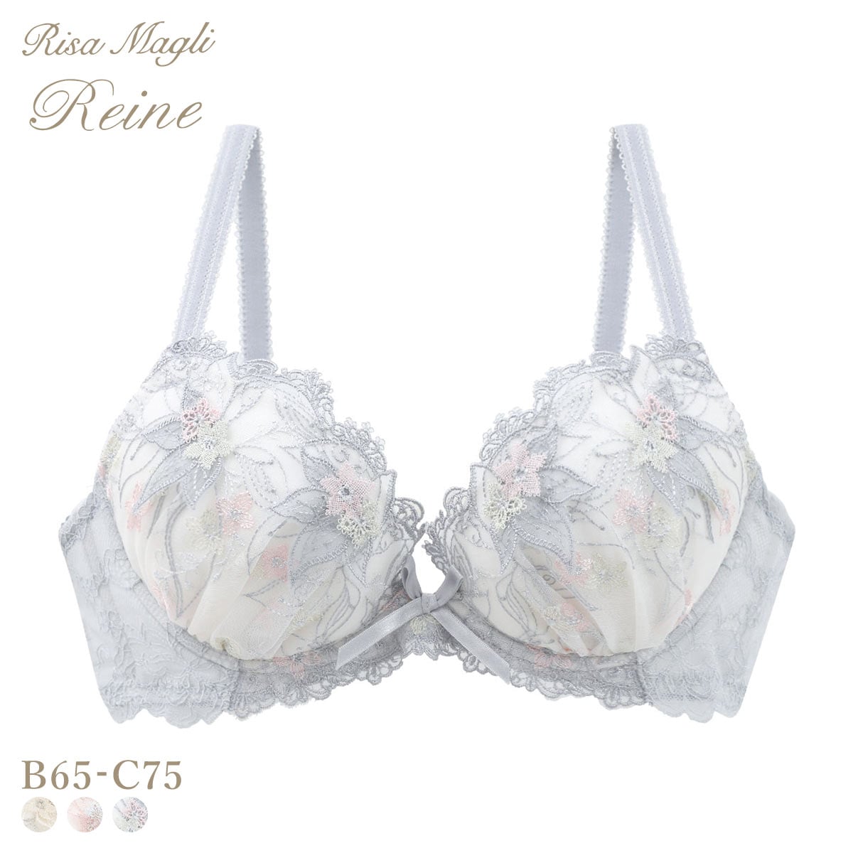 リサマリ レーヌ セレスティナ 3/4カップ ブラジャー BC 谷間ブラ Risa Magli Reine(LGY-薄グレー-B65)