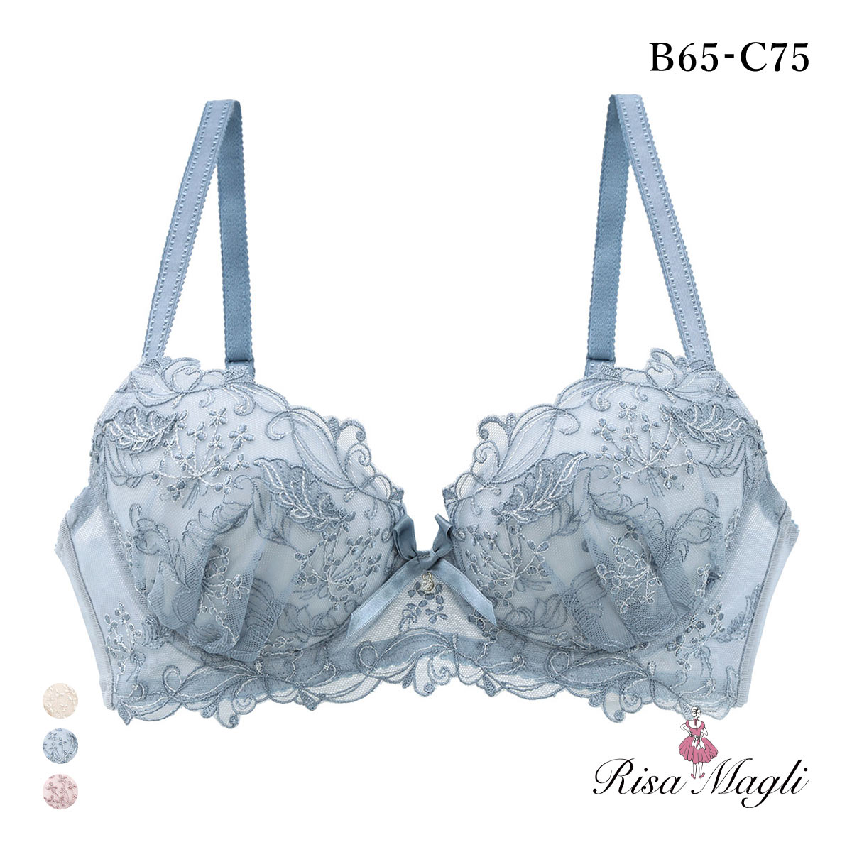 リサマリ ナンシー ブラジャー BC 谷間ブラ Risa Magli(BU-ブルー-B65)