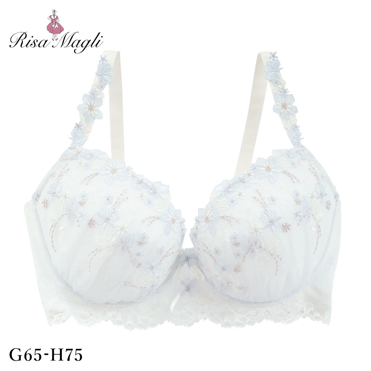 リサマリ フェナ ブラジャー GH グラマーブラ バストアップタイプ Glamor Bra 大きいサイズ Risa Magli(SX-サックス-G65)