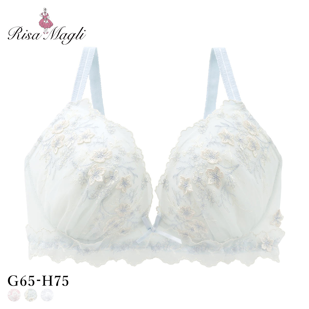 リサマリ フリート ブラジャー GH グラマーブラ サイドすっきりタイプ 大きいサイズ Risa Magli(SX-サックス-G65)