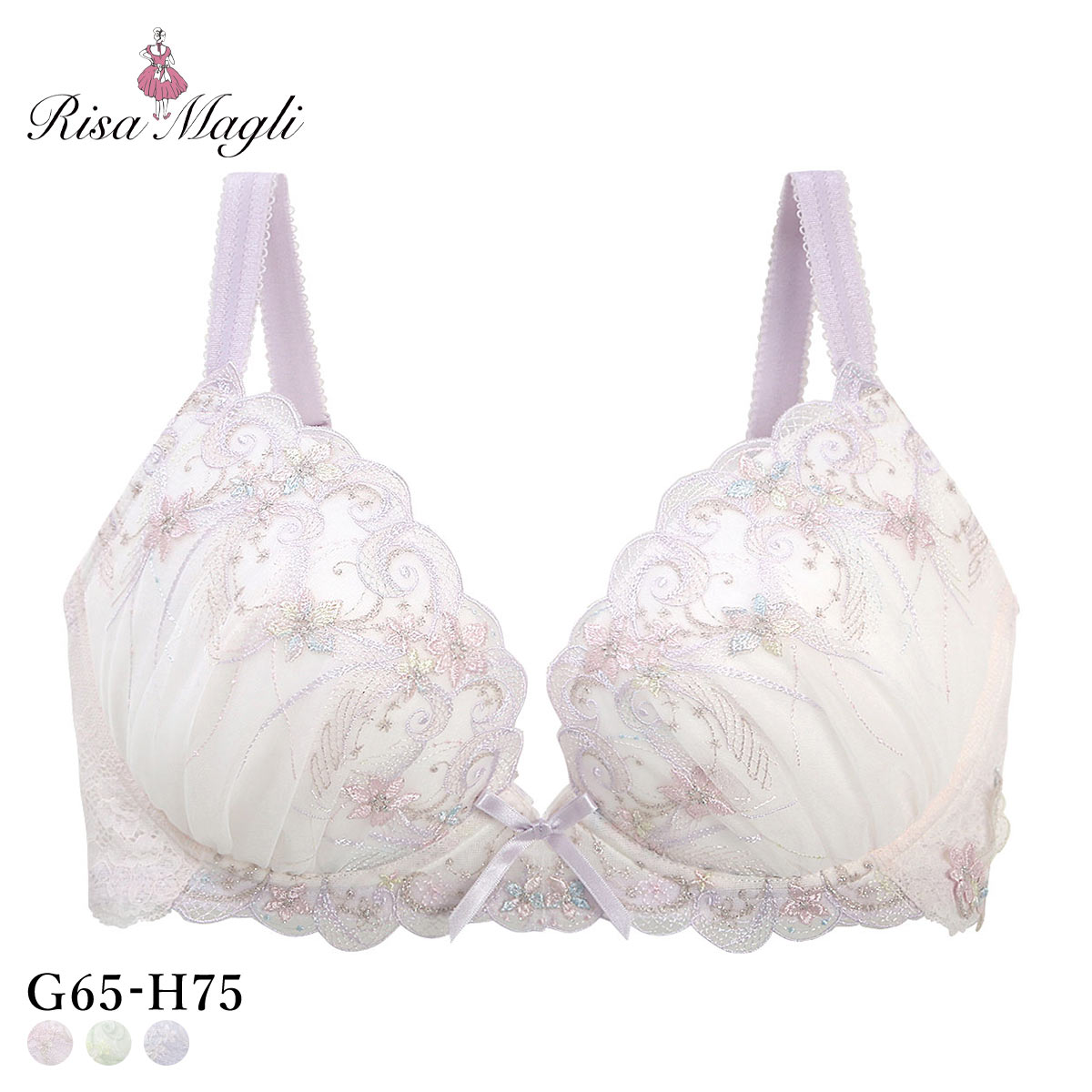 リサマリ コリンナ ブラジャー GH グラマーブラ サイドすっきりタイプ 大きいサイズ Risa Magli(PI-ピンク-G65)